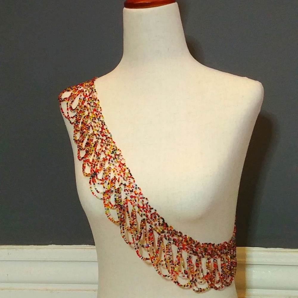 Hand Made Beaded Belt Adjustable Boho Hippie Festival Multi Colour